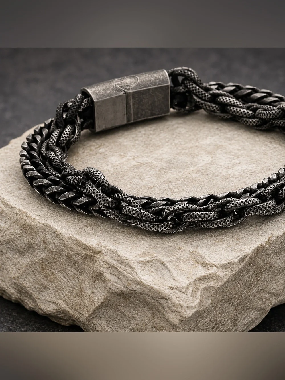 Stainless steel double chain men’s bracelet
